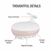 Peigne Masseur Vibrant Rechargeable Blanc pour Cuir Chevelu avec 3 Niveaux, Aiguilles Douces, Chargement Magnétique, Batterie 800 mAh, Minuteur pour Usage Domestique