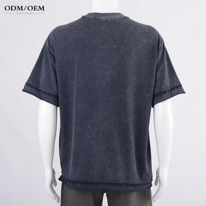 Camiseta AR062 Retro Hip Hop de Gran Tamaño, Estilo Batik Lavado, Manga Corta, Lisa, Marca de Moda Urbana - Product Image 4