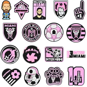 Popularidad entre Miami Messi PVC zapato encanto Rosa barca inter fútbol estrella zapato encanto para número Jersey