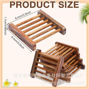 Wooden Soap <b>Dish</b> Rectangular Deck Mount Draining Shelf For Bathroom Household Use - Product Image 5