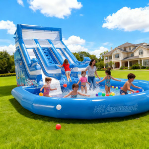 Phổ biến trên mặt đất di động chất lượng cao <span class=keywords><strong>Inflatable</strong></span> cá heo công viên nước trượt với hồ bơi cho trẻ em để bán - Product Image 1