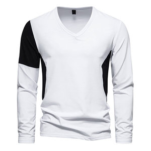 Venta al por mayor de nuevas camisetas de alta calidad para hombre con cuello en V, camisetas de manga larga para hombre, ropa de talla grande para hombre - Product Image 5