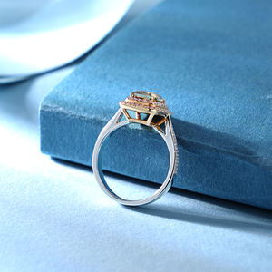 Anillos de Mujer Clásicos de Oro Blanco Sólido de 14K con Corte Esmeralda y Color Marrón Fantasía, Chapados en Platino, para Uso Diario, Compromiso y Boda - Product Image 3