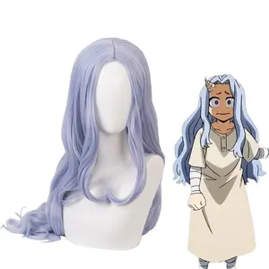 도매 80cm 긴 곱슬 라이트 블루 에리 가발 내 히어로 아카데미아 애니메이션 가발 합성 코스프레 헤어 가발 CS-384H