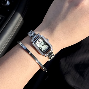 <span class=keywords><strong>Montre</strong></span> pour <span class=keywords><strong>femme</strong></span> Scottie 9889 vintage rectangulaire de luxe, pierres précieuses scintillantes, fond en nacre, <span class=keywords><strong>montre</strong></span> à quartz <span class=keywords><strong>classique</strong></span> haut de gamme - Product Image 6