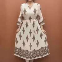 Robe plissée Miyake élégante à col en V et manches évasées pour femmes africaines, grande taille, avec ceinture, style décontracté