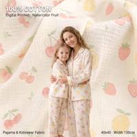 Tissu doux 100% coton imprimé numériquement avec motif de fruits, 120 g/m², 40*40, écologique, couverture pour bébé fille, pyjama, sweat à capuche pour enfant, maternité