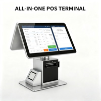 Sistema de Punto de Venta de escritorio, de doble pantalla caja registradora, máquina Pos, impresora térmica integrada de 80mm y escáner de código de barras para venta minorista