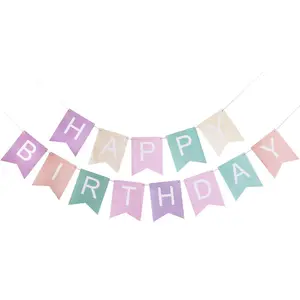 Баннер с днем рождения, украшение на стену, день рождения, вечеринка, Золотое Тиснение, подвесной бумажный баннер на день рождения