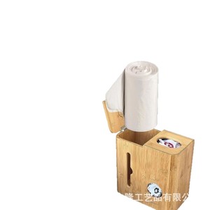 Caja de almacenamiento de bolsas de basura de bambú y madera para montar en la pared, caja de almacenamiento de bolsas extraíble y práctica, bolsa portátil para almacenamiento de alimentos en la cocina - Product Image 2