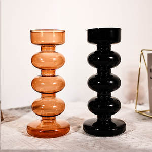 Estilo Europeo Americano en línea Celebrity Homestay Cafe Art Florero Adornos Personalizado Candelabro de vidrio negro - Product Image 4