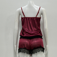 Ensemble de lingerie sexy en dentelle pour femme, caraco à fines bretelles et short en soie glacée, deux pièces, tenue de nuit d'été