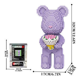 Set de Bloques de Construcción de Osos de Flores Rosas MPIN, Ladrillos de Modelo de Micropartículas, Juguete Educativo de Construcción para Niños, Venta al por Mayor Personalizada, Juguete de Plástico - Product Image 5