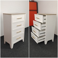 Armoire à tiroirs de chevet moderne Table de chevet en acier à 4 tiroirs pour chambre à coucher Prix de gros Commode peu encombrante au design chic