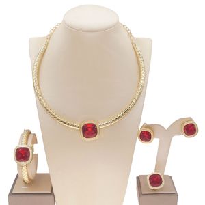 Zhuerrui i più nuovi set di gioielli placcati in oro <span class=keywords><strong>Dubai</strong></span> set di gioielli da sposa con collana di rubini di moda da donna all'ingrosso della fabbrica muslimb - Product Image 6