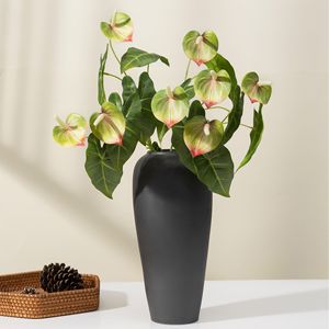 Flores Artificiales de Anturio Meng Jie, Arreglo de Seda y Plástico en Rosa y Verde para Decoración del Hogar y Bodas - Product Image 2