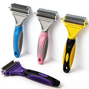 कुत्ते बिल्ली Deshedding कंघी पेशेवर पालतू जानवर बाल स्टाइल उपकरण डबल साइड Dematting उपकरण - Product Image 2