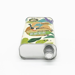Latas de hojalata personalizadas con logotipo, vacías, de 0.9L, cuadradas/triangulares, para aceite de oliva, con tapa de rosca metálica. - Product Image 4