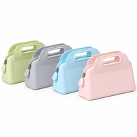 Trousse de Maquillage Portable, Organisateur de Cosmétiques, Sac à Main Structuré avec Fermeture Éclair, Poignée Découpée, Surface Texturée, Trousse de Toilette de Voyage, Vente en Gros