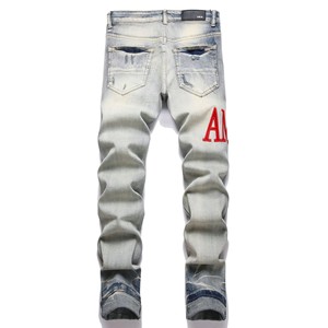 <span class=keywords><strong>Jeans</strong></span> <span class=keywords><strong>Skinny</strong></span> Elasticizzati da <span class=keywords><strong>Uomo</strong></span> di Alta Qualità Amiri con Toppe Distressed e Ricami Personalizzati con Logo del Marchio all'Ingrosso dalla Fabbrica - Product Image 2