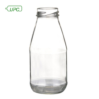 Bouteille en verre durable de 250 ml pour boissons, lait et jus, avec bouchon à anneau de fermeture, traitement de surface HC3, givré/serigraphié