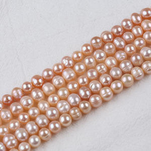 Perles d'eau douce naturelles de 8-9 mm, poudre blanche, punch violet, perles dispersées, fil de perles, accessoires de bijoux DIY, matériaux de Zhuji - Product Image 3