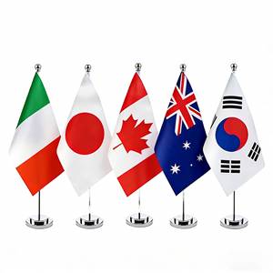 Drapeau de bureau personnalisé pas cher avec impression numérique double face, matériau polyester, mât en aluminium, conception de logo personnalisé - Product Image 1
