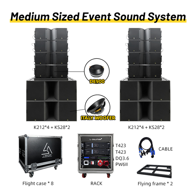L-solution Hot K212-A & KS28 8+4 Line Array Speaker Set Line Array System 2400W RMS Sub for Large Event Sound System