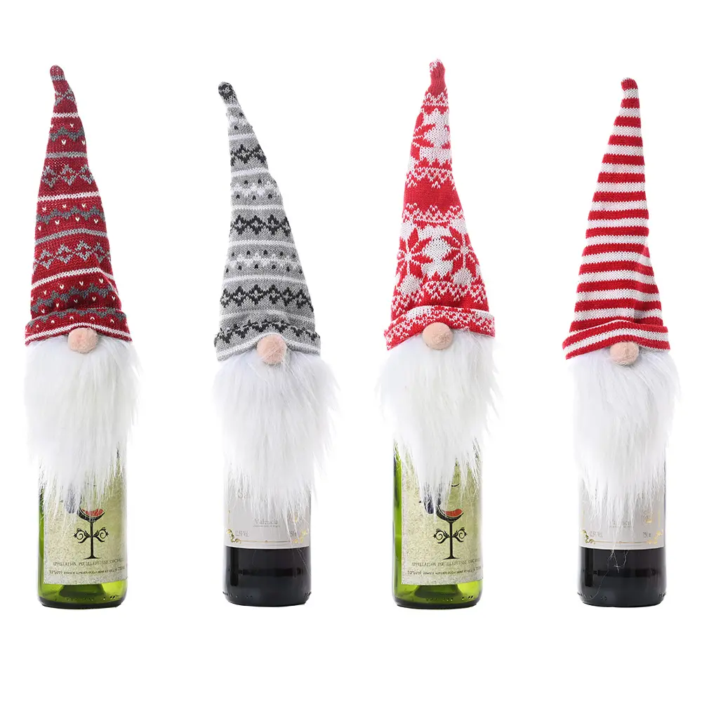 New Year 2023 Christmas Wine Bottle Dust Cover Gnome Christmas Decorations for Gift Bags