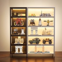 Armoire de rangement en acier blanc avec vitrine en verre, casier anti-poussière pour meubles de maison, présentoir Lego, présentoir de figurines