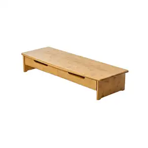 Supplier Modern Bamboo TV Stand and Riser with Dual Pull-out Drawers