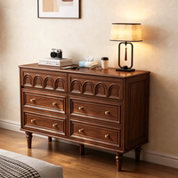 Armoire de rangement classique chinoise en bois massif à six tiroirs, sur pied, avec étagères multifonctionnelles pour chambre à coucher