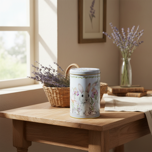 1.1L Vintage <b>Floral</b> Rabbit Decorative Art-Rustic Provençal Design Ø105x150mm Metal Tin <b>Box</b> Provençal Decorative Storage <b>Box</b> - Product Image 3
