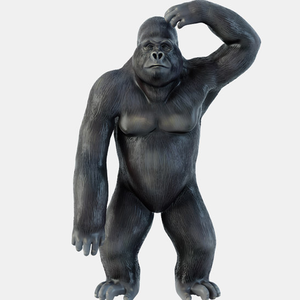 Grande sculpture en résine et fibre de verre, artisanat, King Kong, statue de gorille mâle géant, taille réelle - Product Image 3