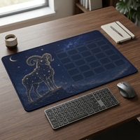 Tapis de bureau en PVC givré avec calendrier du zodiaque Bélier, planificateur personnalisé, motif sur mesure, pour le bureau et la maison