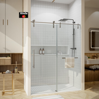 Coin Quadrant Armoire de douche Salle de bain Porte de douche coulissante en verre trempé