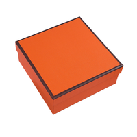 Boîte à serviettes en soie orange simple haut de gamme, emballage en carton, bord noir, couverture Ciel et Terre, 4C, vente en gros et au détail, fabriqué à partir de matériaux recyclés