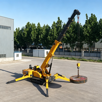 Grue araignée diesel CE EPA EURO 5 de 5 tonnes et 17 m, portable, télécommandée, avec flèche de déplacement et nacelle pour personnel