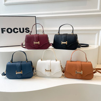 Bolso Bandolera Pequeño Cuadrado, Casual, Simple, Moderno, de Color Sólido Texturizado, Retro, para Mujer