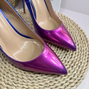 Chaussures à bout pointu pour femmes, dégradé rouge et noir, 8CM 10CM 12CM, taille 34-46, élégantes escarpins à talons aiguilles pour robe de soirée, talons hauts sexy - Product Image 5