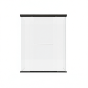 Porte de douche coulissante double semi-cadre 1/4 po Porte de douche rectangulaire en verre trempé noir mat avec système bypass - Product Image 1
