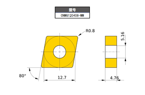 CNMG120408-MM MC7015 להב חיתוך קרביד להחלפה - רדיוס חוד 0.8 מ\\\"מ לעיבוד פלדה, כלי מחרטה CNC - Product Image 3