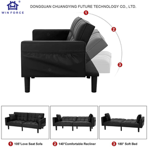 Bộ Sofa Phòng Khách Winforce, Đồ Nội Thất Bằng Da Hiện Đại, 1 Bộ, Ghế Sofa Có Thể Thay Đổi Kiểu <span class=keywords><strong>Futon</strong></span>, Có Tay Gấp Được - Product Image 3
