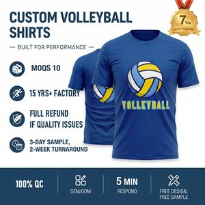 Maillot de volley-ball personnalisé à manches courtes, t-shirt en mesh sublimé, ensemble uniforme d'entraînement de volley-ball pour équipe et club, col rond - Product Image 1