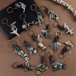 Creative Pendant Keychain Airplane Motorcycle Car Bicycle Punk <b>Key</b> <b>Chains</b> Retro Cowhide Pendant Alloy Metal <b>Key</b> <b>Chains</b> - Product Image 1