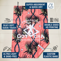 Serviette de plage en microfibre suédée de qualité supérieure, double face, imprimé vif, séchage rapide, anti-sable, logo personnalisé pour la plage, les stations balnéaires et les voyages