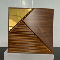 Panel de Pared 3D de PVC con Efecto Madera Espejo, 500x500mm, Impermeable, Antimoho, Ecológico, Revestimiento de Pared Interior
