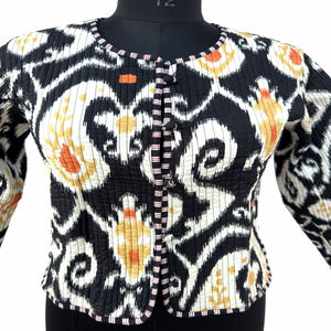 Veste polaire matelassée pour femme, imprimé floral indien, faite à la main, réversible, en coton, manteau court d'hiver pour filles, best-seller - Product Image 3