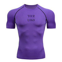 Vêtements de sport pour hommes en gros, vêtements de compression pour la salle de sport, t-shirts, logo personnalisé, chemises de sport athlétiques pour hommes