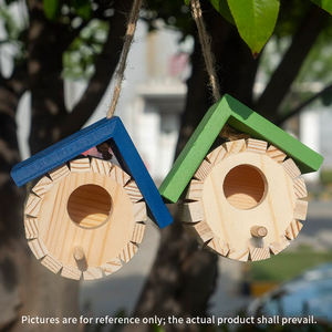 กล่องรังนกไม้แขวนแบบเรียบง่าย ทำด้วยมือ สำหรับกลางแจ้ง <span class=keywords><strong>บ้าน</strong></span>นกฮัมมิงเบิร์ดไม้ - Product Image 2